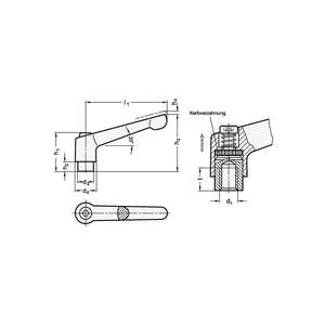 Ganter Griff ก้านยึดปรับได้ GN 300.1 D1 M 12 mm L1 92 mm L2 40 mm - Product Image 3