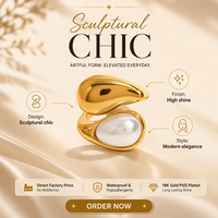 Bague géométrique plaquée or 18 carats pour femme, bagues de fiançailles, design ouvert et épais, bijoux de mariage et de fête, vente en gros