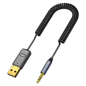 Adaptador Aux BT para coche, 3,5mm, conector USB BT 5,0, receptor de altavoz, Kit de manos libres para coche, transmisor de Audio y música