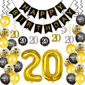 Set di Palloncini e Striscione di Lusso Ecologici e Durevoli per <span class=keywords><strong>Compleanno</strong></span>, Decorazioni per Feste in Nero e Oro per 18°, <span class=keywords><strong>20</strong></span>°, 30°, 40°, 50° <span class=keywords><strong>Compleanno</strong></span> - Product Image 2