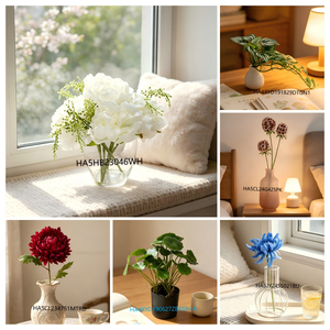 Plante artificielle de jasmin violet clair et de chèvrefeuille dans un <span class=keywords><strong>pot</strong></span> en papier mâché texturé <span class=keywords><strong>pour</strong></span> la décoration du salon, du bureau ou du bureau à domicile - Product Image 6