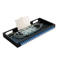 Untuk Kotak Terminal Drawer FC 24-Core SC UPC 1U 19'' Rak Geser 24 Port Peralatan ODF Serat Optik Kapasitas Tinggi