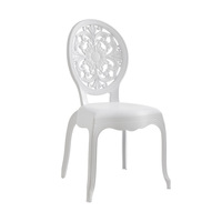 Chaise en plastique PP blanche, style nordique rétro, chaise de princesse, chaise de banquet d'hôtel, chaise avec dossier pour mariage et fête