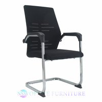 Chaise de bureau ergonomique à dossier haut en maille avec support lombaire, chaise de conférence à pieds fixes pour le personnel de bureau, prête à être expédiée