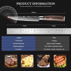 Serrated <b>Steak</b> <b>Knife</b> Set 6 Piece Laser Damascus Pattern Stainless Steel Wood Handle Dinner <b>Knives</b> For Beef Cutting - Product Image 5
