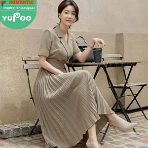 Im lagerverkauf 2024 neue damenkleidung großhandel modische kleidung elegante freizeitkleider im koreanischen stil anzug kragen plissiert rock
