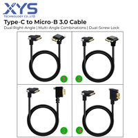 Câble USB Type C mâle vers USB 3.0 Micro B mâle à angle droit avec vis de verrouillage pour montage sur panneau