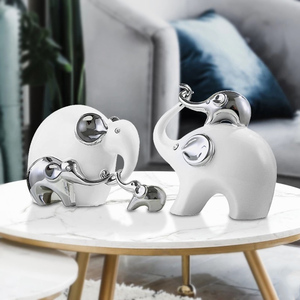 Éléphant, décoration moderne pour <span class=keywords><strong>chambre</strong></span> d'hôtel, cadeau de mariage <span class=keywords><strong>pas</strong></span> cher en gros, couleur argentée blanche, famille chaleureuse - Product Image 5