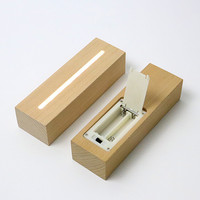 Base de lampe en bois sans fil à piles AAA, lumières LED blanc chaud, taille moyenne pour présentoirs en acrylique et plexiglas