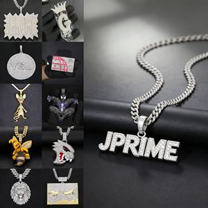Collier Hip Hop pour Homme, Pendentif Personnalisé Lettre ou Chiffre, en Argent Sterling 925, Diamant Moissanite VVS, avec Initiale, Nom ou Logo - Product Image 3
