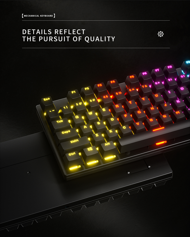 Factory direct 60% mini 64 keys wireless keyboard Pudding keycaps rbg mechanical gaming keyboard for laptop PC