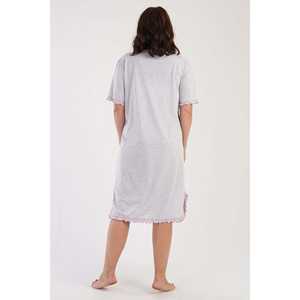 Chemise de nuit XXL pour femme à col en V et manches courtes, en Spandex respirant, avec logo personnalisé, taille élastique boutonnée, style semi-séduisant pour la maison - Product Image 1