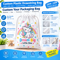 Sacs cadeaux en plastique avec cordon de serrage, logo personnalisé imprimé, LDPE CPE EVA, double couche, épaissis, avec pochette pour jouets