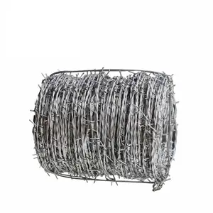Fio farpado de aço inoxidável, venda quente de fio farpado galvanizado com bobina de 500 metros