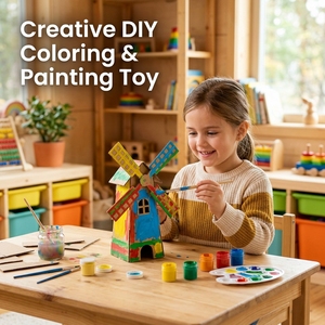 Kit de bricolage éducatif pour loisirs créatifs en papier : Jouets <span class=keywords><strong>à</strong></span> dessiner et <span class=keywords><strong>à</strong></span> peindre, avec kit de montage de <span class=keywords><strong>moulin</strong></span> <span class=keywords><strong>à</strong></span> <span class=keywords><strong>vent</strong></span> en carton pour enfants - Unisexe - Product Image 5