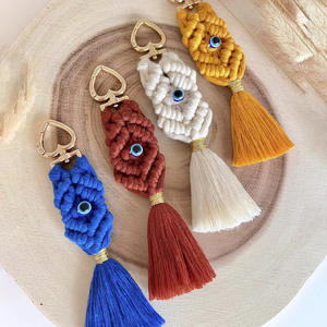 <span class=keywords><strong>Porte</strong></span>-clés <span class=keywords><strong>Macramé</strong></span> à Pompon Bleu, Œil Turc <span class=keywords><strong>Porte</strong></span>-Bonheur, pour Femmes et Hommes, Pendentif Bijou, Accessoire de Sac, Cadeau Fait Main - Product Image 1