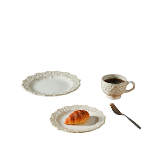 Rose Petal-Edge Ceramic Plate Elegant <b>Dessert</b> and Dinner Plate for Home or Restaurant Tableware Display - Product Image 6