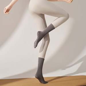 Custom Logo Cotton Sports <b>Socks</b> Women Medium Non-Slip Silicone Indoor Fitness Pilates Yoga Crew Length Stockings - Product Image 5