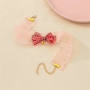 Collar de encaje para niñas, colgante de campanas pequeñas, gargantilla de lazo rojo, Gargantilla de clavícula Sexy para Cosplay, collares para mujeres - Product Image 5