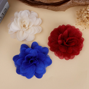 Fleurs en crêpe chiffon Yupu 10 cm, camélia en tissu transparent, décoration florale pour vêtements, chaussures, chapeaux, accessoires - Product Image 3