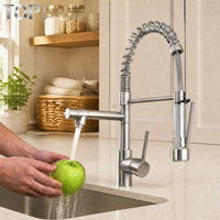 Robinet de cuisine en acier inoxydable SUS304, monotrou, avec douchette extractible, arc haute, pivotant à 360°, cartouche céramique, vente en gros OEM