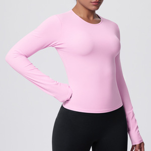 Haut de yoga à manches longues pour femme, finition brossée, idéal pour l'entraînement intensif, le Pilates, la course et les activités sportives printanières - Product Image 2