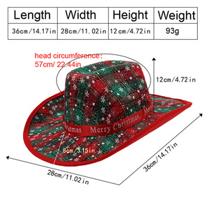 Autre chapeau de Noël en sergé imprimé, style cowboy à calotte conique, Fedora, pour fête et occasions festives - Product Image 2