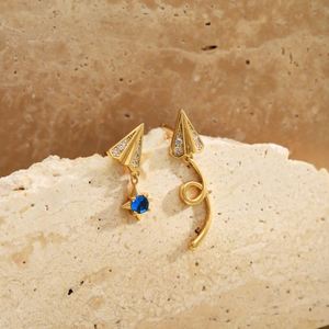Dylam en Stock Sin Pedido Mínimo Diseño Adorable Plata de Ley 925 Bañada en Oro de 18K Diamante Circonita Cúbica 5A Pendientes de Plata de Ley con Diseño de Avión de Papel - Product Image 4
