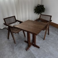 Table à manger carrée en bois d'orme massif, écologique, stable, style contemporain, structure à mortaise et tenon, mobilier de maison