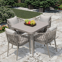 Trois pièces durables PE rotin mobilier d'extérieur petites tables chaises combinaison pour cour jardin terrasse balcon cour