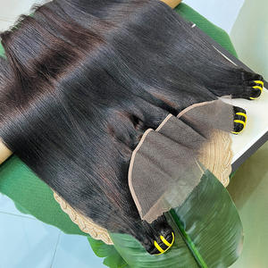 Paquete de 3+1 Extensiones de Cabello Humano Virgen Indio Yaki Liso al por Mayor con Set Frontal de Encaje HD 13x4 - Product Image 5