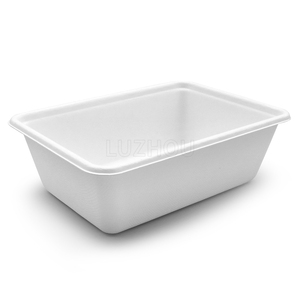 800ml Regfrigerator Safe Bagasse Biodegradable Takeaway <strong>Paper</strong> Food Storage &amp; Container Lunch Box Disposable Microwave Safe - Product Image 1