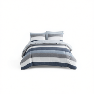 ชุดเครื่องนอนลายทางคลาสสิก 8 ชิ้น ผ้าทอโพลีเอสเตอร์ผสมฝ้าย สำหรับเตียงคิงไซส์ ควีนไซส์ ใช้ในบ้าน ห้องนอน โรงแรม โรงพยาบาล - Product Image 1