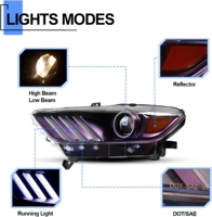 Ensemble de phares LED pour Ford Mustang 2015-2017, style GT350, projecteur avec tube DRL, faisceau haut et bas, paire gauche et droite