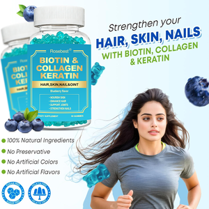 Integratore di bellezza in caramelle gommose 15-in-1 con biotina, collagene e cheratina, certificato GMP, a marchio privato OEM, per il supporto di <span class=keywords><strong>capelli</strong></span>, pelle, unghie e articolazioni - Product Image 3
