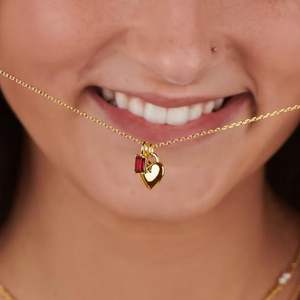 Shama Gems Jewels - Collar con Colgante de Corazón Hecho a Mano en Plata de Ley 925 con Piedra de Nacimiento, Chapado en Oro y Circonita, Colgantes Finos para Compromiso - Product Image 2