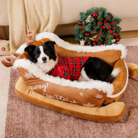 Nouveau Lit pour Chien en Mousse à Mémoire de Forme, Modèle Traîneau de Noël 2026, Moderne, Épais et Chaud pour l'Hiver, pour Animaux de Compagnie