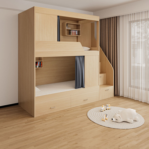 KSL Новая цветная стальная и деревянная Капсульная двухъярусная кровать со столом и хранением деревянная прикроватная лестница многофункциональная - Product Image 4