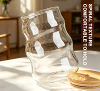 Tasse en verre esthétique en forme de nuage avec couvercle en bambou et paille en verre, motif vague, résistante à la chaleur, personnalisable