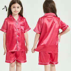 Kids Silky Satin Short Pajamas Nightgown