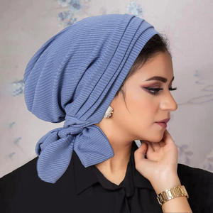 HZM-24026 plus récent couleur unie extensible Turban couvre-chef <span class=keywords><strong>chimio</strong></span> tête enveloppes pour les femmes musulmanes Protection des cheveux nuit sommeil casquette - Product Image 4