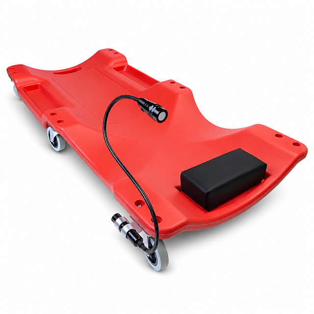 Heavy Duty 40 Inch Plastic Car Creeper with Padded Headrest and 6 Swivel Casters, Ergonomic Mechanic Rolling Creeper for Garage