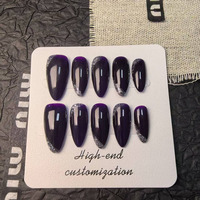 Haut de gamme de luxe purement fait à la main presse sur les ongles fournitures pour ongles amande dur et réutilisable personnalisation en gros