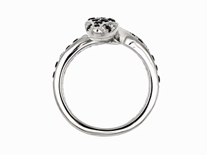 18K White <b>Gold</b> Black & White Diamond Pave Coiled <b>Snake</b> Open <b>Ring</b> Bold Luxury Statement Jewelry For Women - Product Image 3