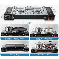 Réchaud à gaz portable à double brûleur pour le camping en plein air, les pique-niques, la randonnée, réchaud à gaz portable à double brûleur pour le camping en plein air, cuisinière au butane