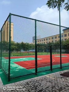 Campo sportivo recinzione a catena con rivestimento in PVC 6 piedi di altezza telaio in metallo trattato termicamente tipo di legno - Product Image 5