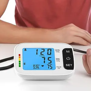 Máquina de Control Bp de brazo superior automática médica portátil, Kit de Monitor de manguito BP Digital ajustable preciso, pantalla retroiluminada grande