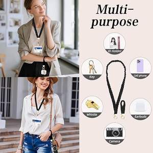 Al por mayor: Set de cordones profesionales de satén tipo scrunchie para uso doble (cuello largo y muñeca corta), con llaveros y soporte elástico para tarjetas de identificación - Product Image 6