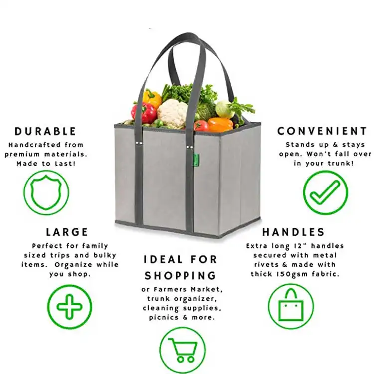 Large China promotional grocery bag custom logo laminated supermarket shopping nonwoven grocery tote bag