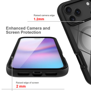 Coque de protection intégrale antichoc magnétique transparente anti-traces de doigts pour iPhone 17 Pro Max avec protection d'écran intégrée et compatible avec la recharge sans fil - Product Image 2